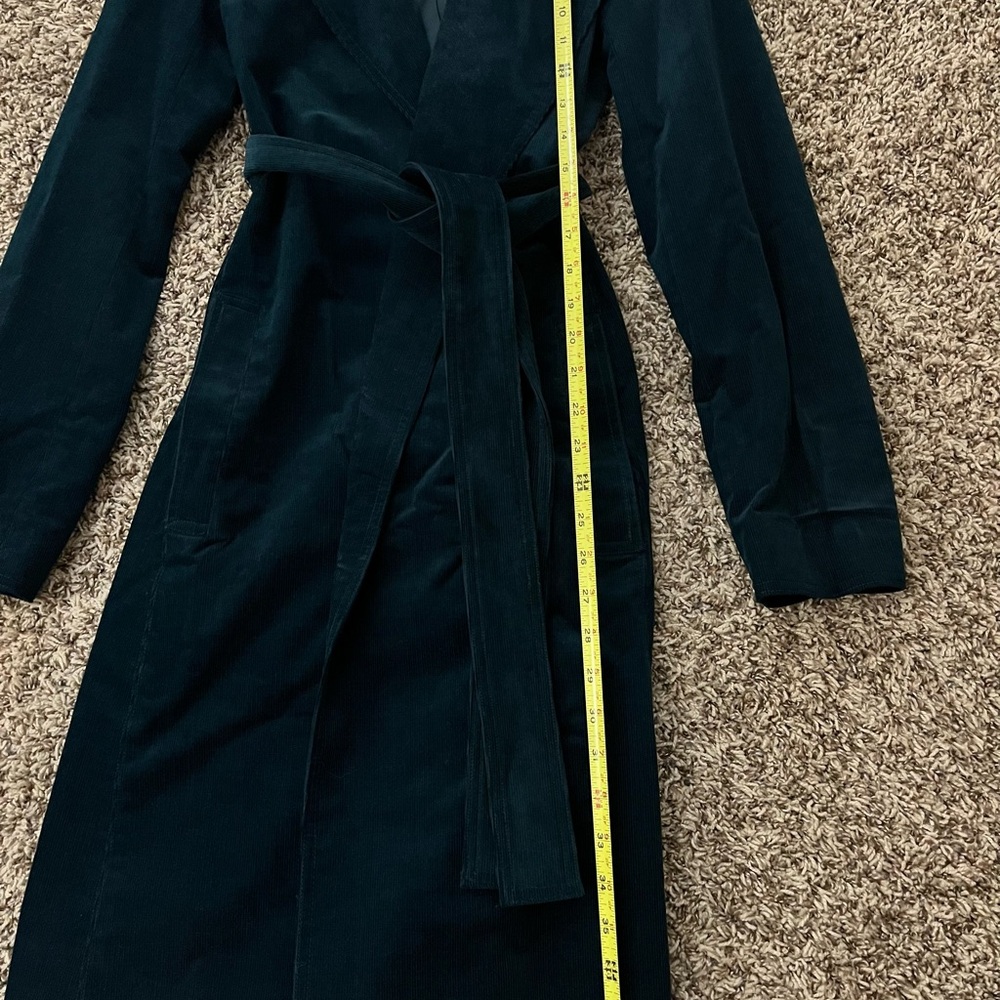 NWT! Theory | Cinched Belted Oslo Corduroy Trench Coat In Green | Size: Petite - Picture 8 of 11
